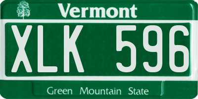 VT license plate XLK596
