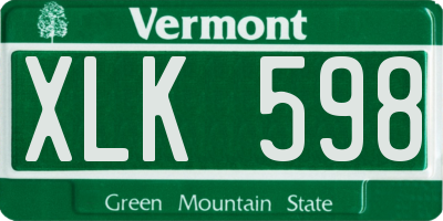VT license plate XLK598