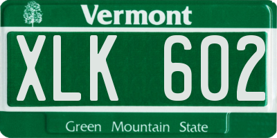 VT license plate XLK602