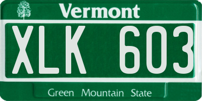 VT license plate XLK603
