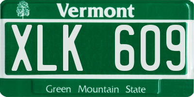 VT license plate XLK609
