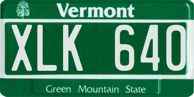 VT license plate XLK640