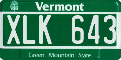 VT license plate XLK643
