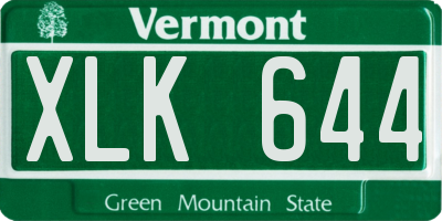VT license plate XLK644