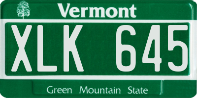 VT license plate XLK645