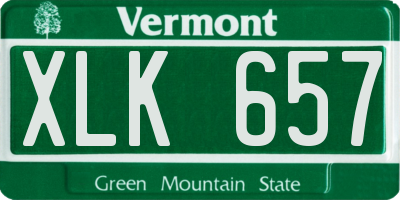 VT license plate XLK657