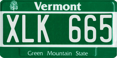 VT license plate XLK665