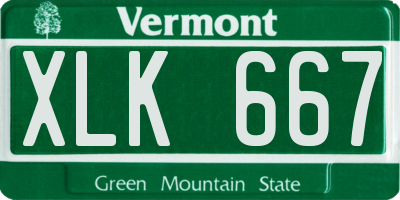 VT license plate XLK667