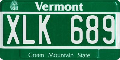 VT license plate XLK689