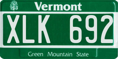 VT license plate XLK692