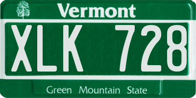 VT license plate XLK728
