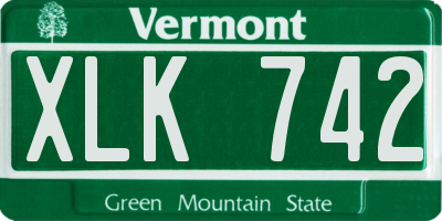 VT license plate XLK742