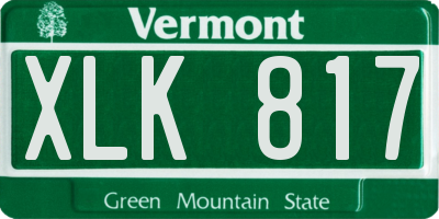 VT license plate XLK817