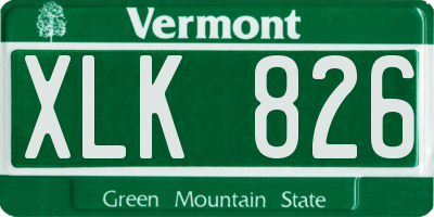 VT license plate XLK826
