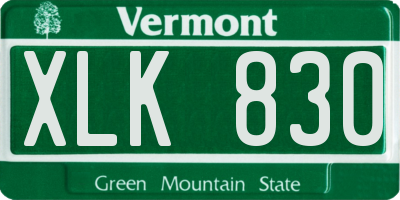 VT license plate XLK830