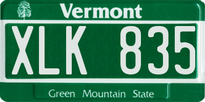 VT license plate XLK835