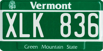 VT license plate XLK836
