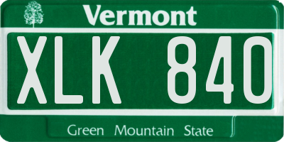 VT license plate XLK840
