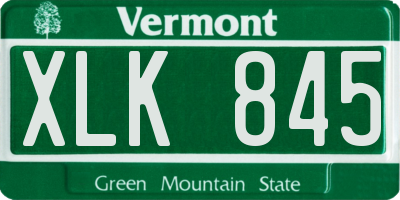 VT license plate XLK845