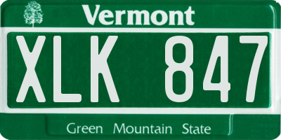 VT license plate XLK847