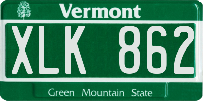 VT license plate XLK862