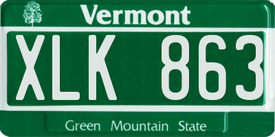 VT license plate XLK863