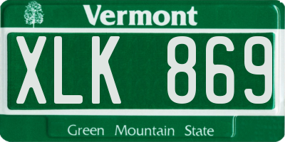 VT license plate XLK869