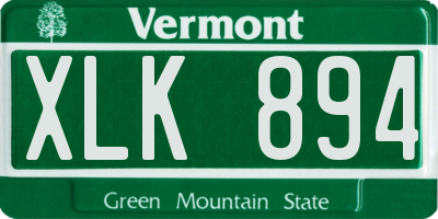 VT license plate XLK894