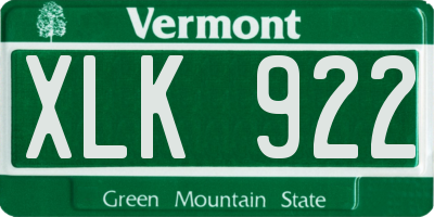 VT license plate XLK922
