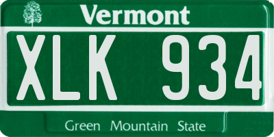 VT license plate XLK934