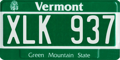 VT license plate XLK937