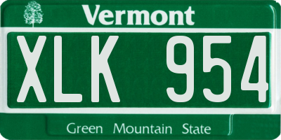 VT license plate XLK954