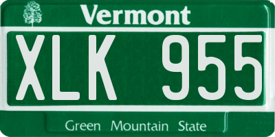 VT license plate XLK955