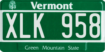 VT license plate XLK958