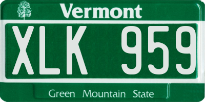 VT license plate XLK959