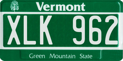 VT license plate XLK962