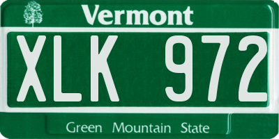 VT license plate XLK972