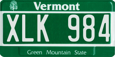 VT license plate XLK984