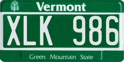 VT license plate XLK986