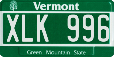 VT license plate XLK996