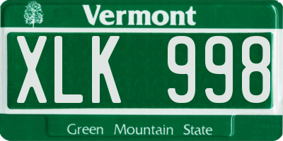 VT license plate XLK998