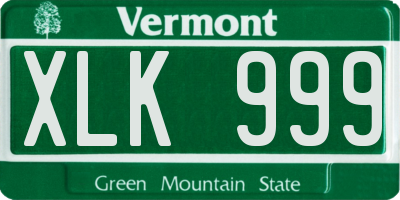 VT license plate XLK999