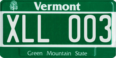 VT license plate XLL003