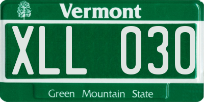 VT license plate XLL030