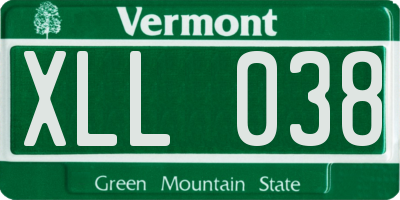 VT license plate XLL038