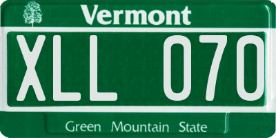 VT license plate XLL070