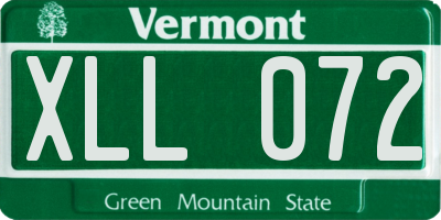 VT license plate XLL072