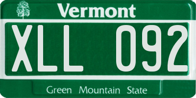 VT license plate XLL092