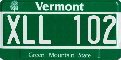 VT license plate XLL102
