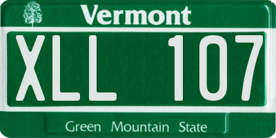 VT license plate XLL107
